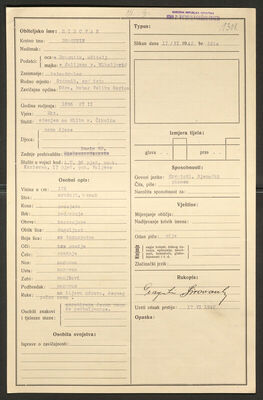 Sirovan, Dragutin, 27.2.1896. Policijski karton