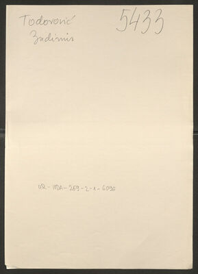 Todorović, Budimir, 1924. Policijski karton