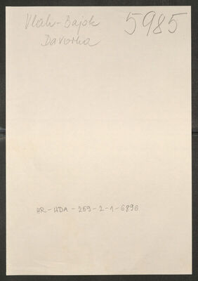 Vlah-Bajok, Davorka, 29.5.1920. Policijski karton