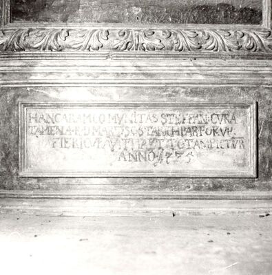 Lijevi Štefanki - Crkva sv. Jurja, glavni oltar, natpis