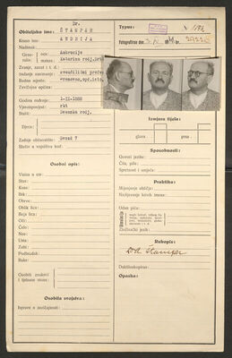 Štampar, Andrija, 1.9.1888. Policijski karton