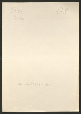 Časar, Vinko, 12.12.1898. Policijski karton