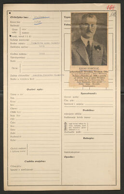 Starčević, Pavao, 1888. Policijski karton