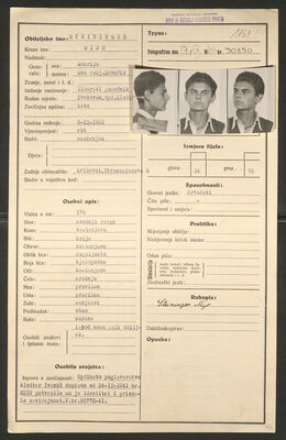 Steininger, Miro, 3.9.1923. Policijski karton