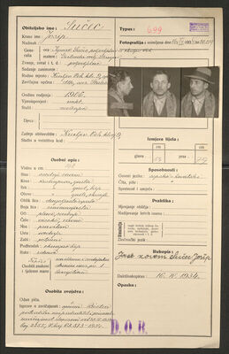 Sučec, Josip, 1906. Policijski karton