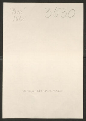 Pavić, Milić, 19.3.1889. Policijski karton