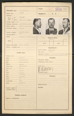 Rudman, Josip, 22.7.1909. Policijski karton