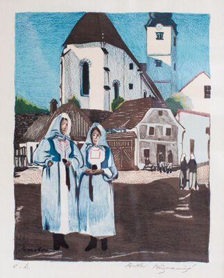 Samoborska crkva s dvije seljanke