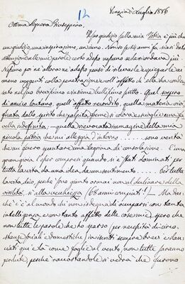 Anno = Godina 1886. Lettere di Tomaso Luciani = Pisma Tomasa Lucianija, numerirana rukom, s plavom olovkom od 8-16, po 1 savijeni list papira, br. 17