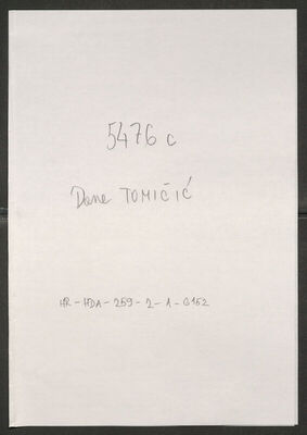 Tomičić, Dane, 14.2.1882. Policijski karton