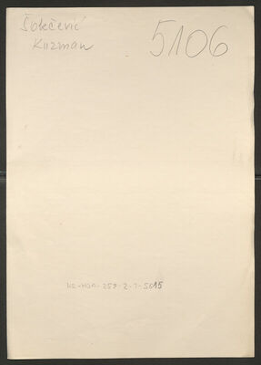 Šokčević, Kuzman. Policijski karton