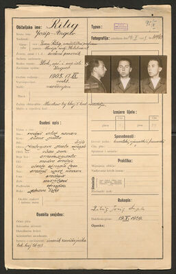 Ritig, Josip-Angelo, 17.9.1905. Policijski karton