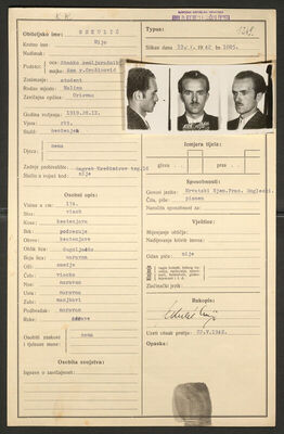 Sekulić, Mijo, 28.9.1919. Policijski karton