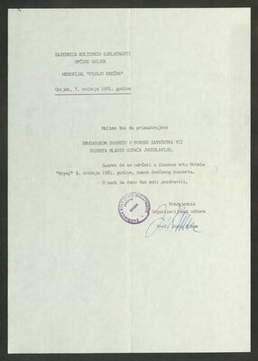 Dopis Josipa Klime Renati Vučetić