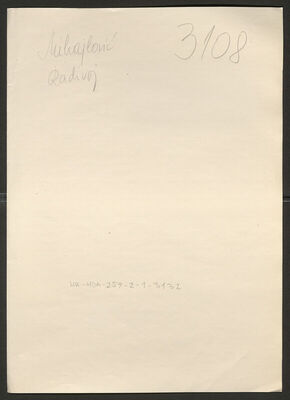 Mihajlović, Radivoj, 1.2.1899. Policijski karton