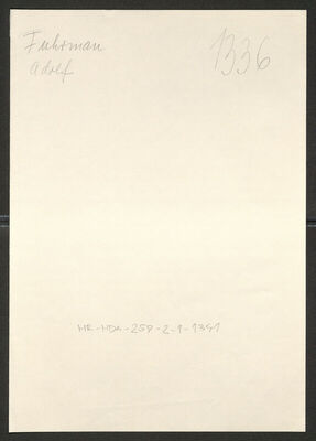 Fuhrman, Adolf, 16.4.1877. Policijski karton