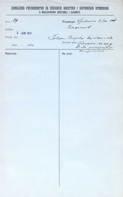 Sjednica Zemaljskog povjerenstva od 3. 6. 1911. godine, Zapisnik