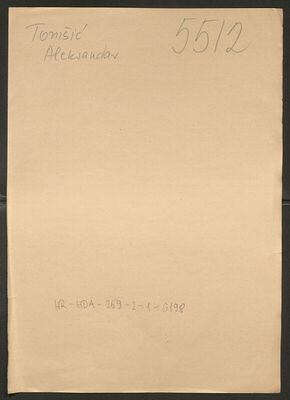 Tomšić, Aleksandar, 20.7.1920. Policijski karton