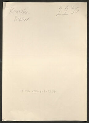 Kinkela, Viktor, 18.12.1905. Policijski karton