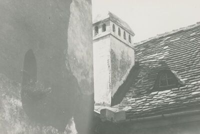 Trakošćan - dvorac,jugoistočni ugao dvorišta u visini krovišta