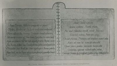 Lepoglava - Natpis nad grobnom pločom Ivana Korvina