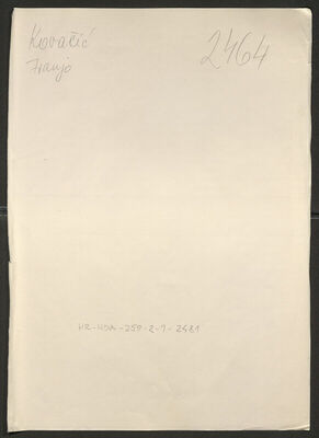 Kovačić, Franjo, 23.2.1900. Policijski karton