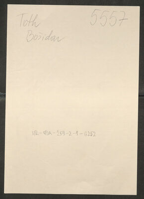 Toth, Božidar, 15.12.1916. Policijski karton