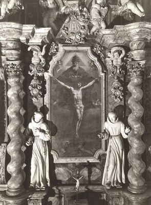 Samobor - Franjevačka crkva Uznesenja Blažene Djevice Marije, detalj oltara sv. Trojstva