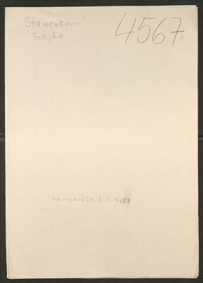 Stamenković, Trajko, 14.5.1909. Policijski karton