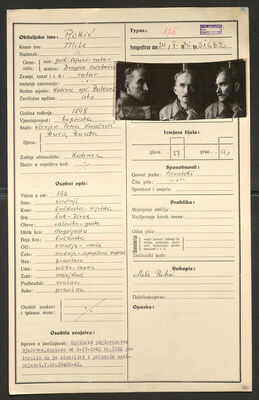 Rokić, Mile, 1898. Policijski karton