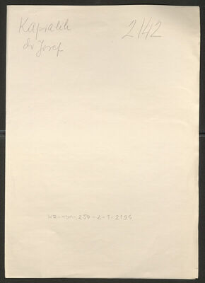 Kapralih, Josef, 1903. Policijski karton