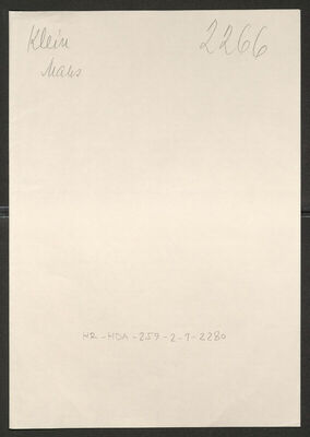 Klein, Maks, 11.12.1886. Policijski karton