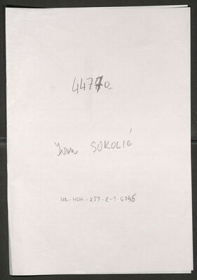 Sokolić, Ivan, 3.11.1898. Policijski karton