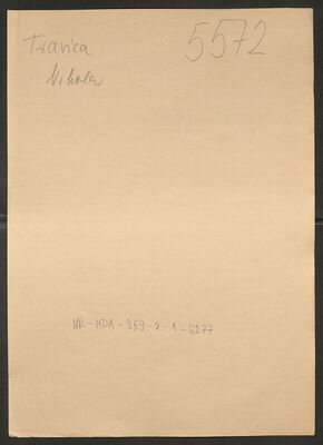 Travica, Nikola, 6.12.1909. Policijski karton