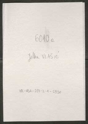 Vlašić, Jelka, 5.5.1912. Policijski karton