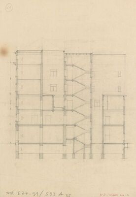 Stambena i trgovačka zgrada za eksploataciju drva, presjek