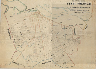 NACERT TERGOVIŠTA STARI VUKOVAR ZA KOMASACIJU EXTRAVILANATA U SMISLU OSUDE OD 20/7 1878 SASTAVLJEN GOD:1879