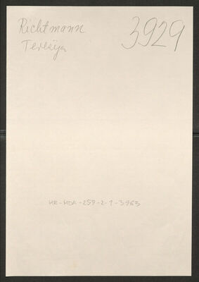 Richtmann, Terezija rođ. Gojmerac, 9.10.1901. Policijski karton