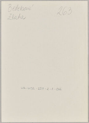 Bedeković, Zlata, 31.3.1921. Policijski karton