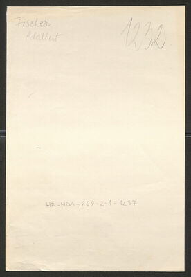 Fischer, Adalbert, 1910. Policijski karton