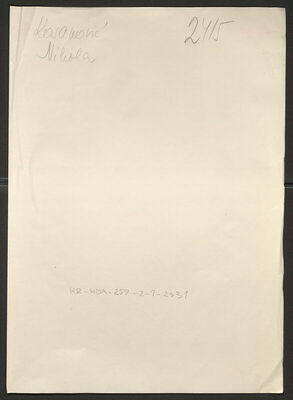 Kosanović, Nikola, 1923. Policijski karton