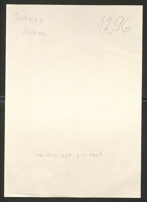 Fridman, Herman, 6.6.1913. Policijski karton