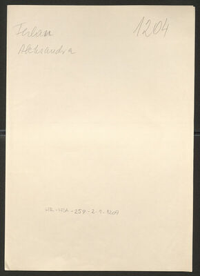 Ferlan, Aleksandra, 6.2.1888. Policijski karton