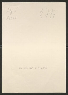 Lejić, Petar, 2.2.1913. Policijski karton