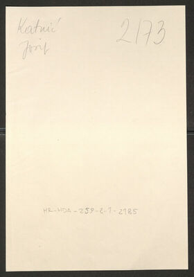 Katnić, Josip, 9.2.1908. Policijski karton