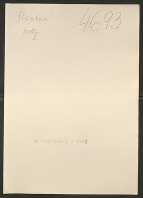 Stojaković, Matija, 30.1.1904. Policijski karton