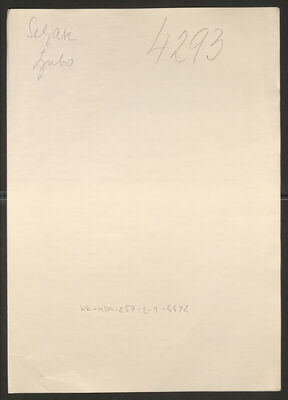 Seljak, Ljuba, 8.7.1909. Policijski karton