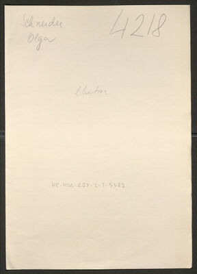 Schneider, Olga, 3.3.1907. Policijski karton