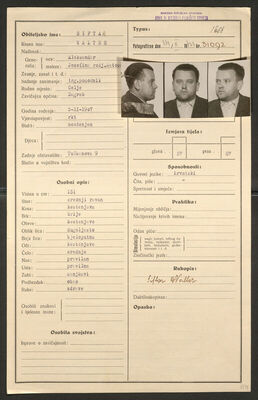 Siftar, Walter, 5.11.1907. Policijski karton