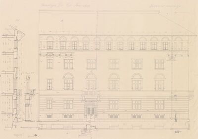 Stambena zgrada Frank, pročelje sjeverno/presjek A-A